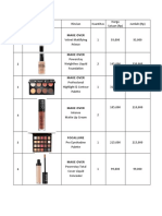 Makeup and skincare product price list