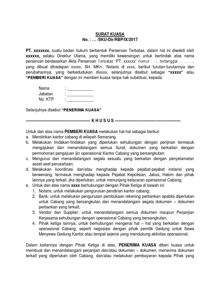 Surat Kuasa Direktur