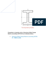 Properties in Imperial Units of American Wide Flange Beams According ASTM A6 Are Indicated Below