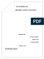 Synopsis of Airline Reservation System: Submitted by