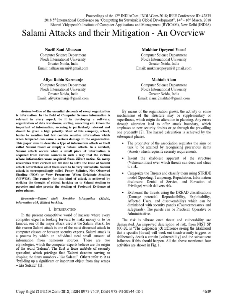 Salami Attacks and Their Mitigation An PDF Information Security