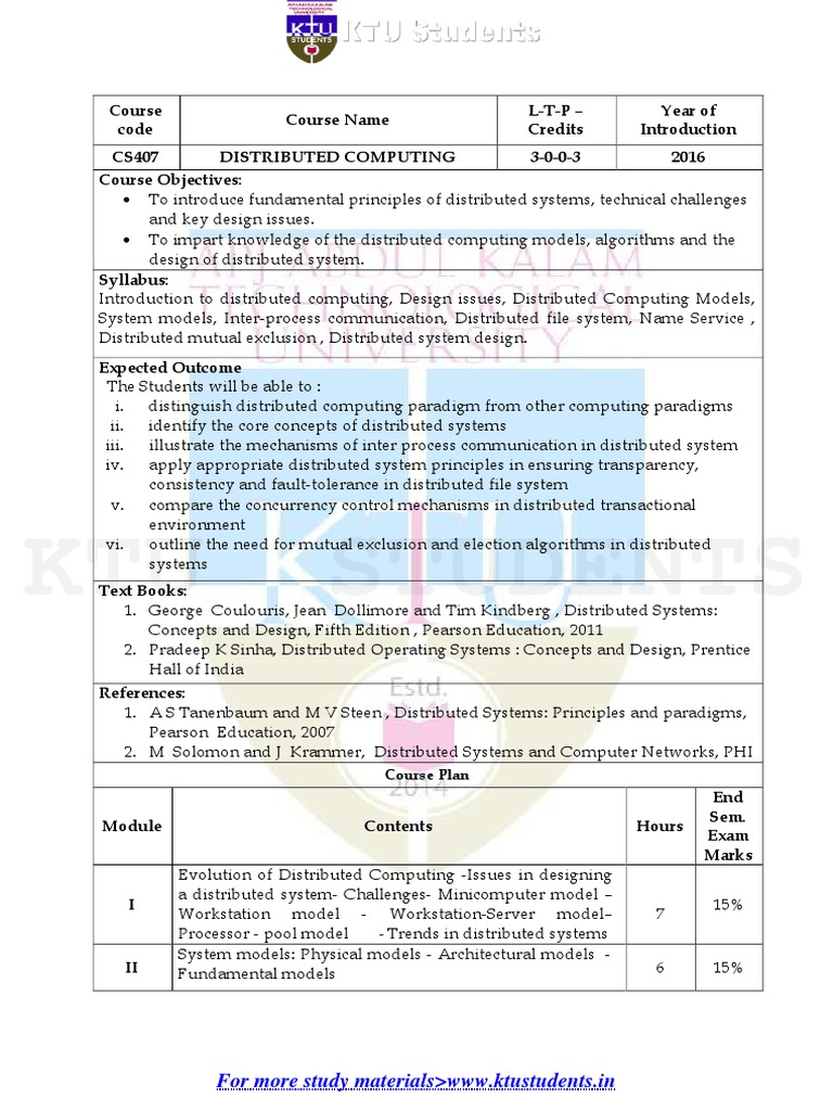 CS407 Distributed Computing PDF | PDF | Distributed Computing | Design