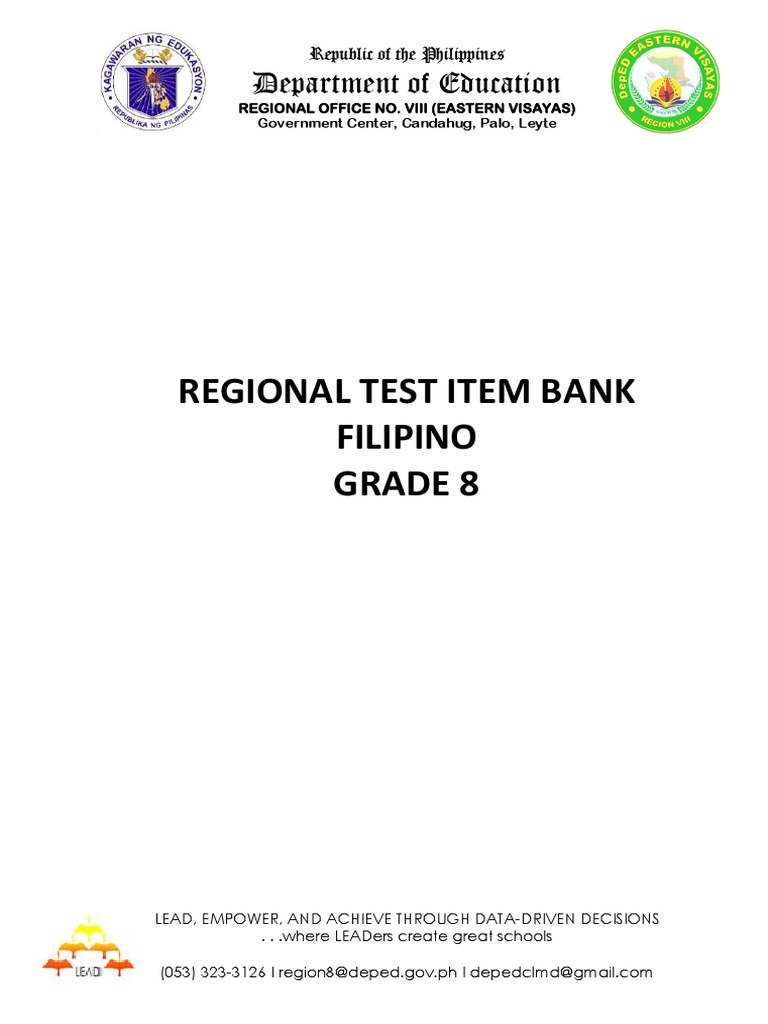 Grade 8 Filipino Test Item Bank | PDF