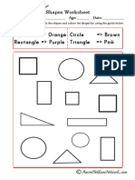 Shapes and Colours Worksheet 2