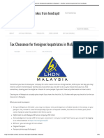 Tax Clearance For Foreigner - Expatriates in Malaysia
