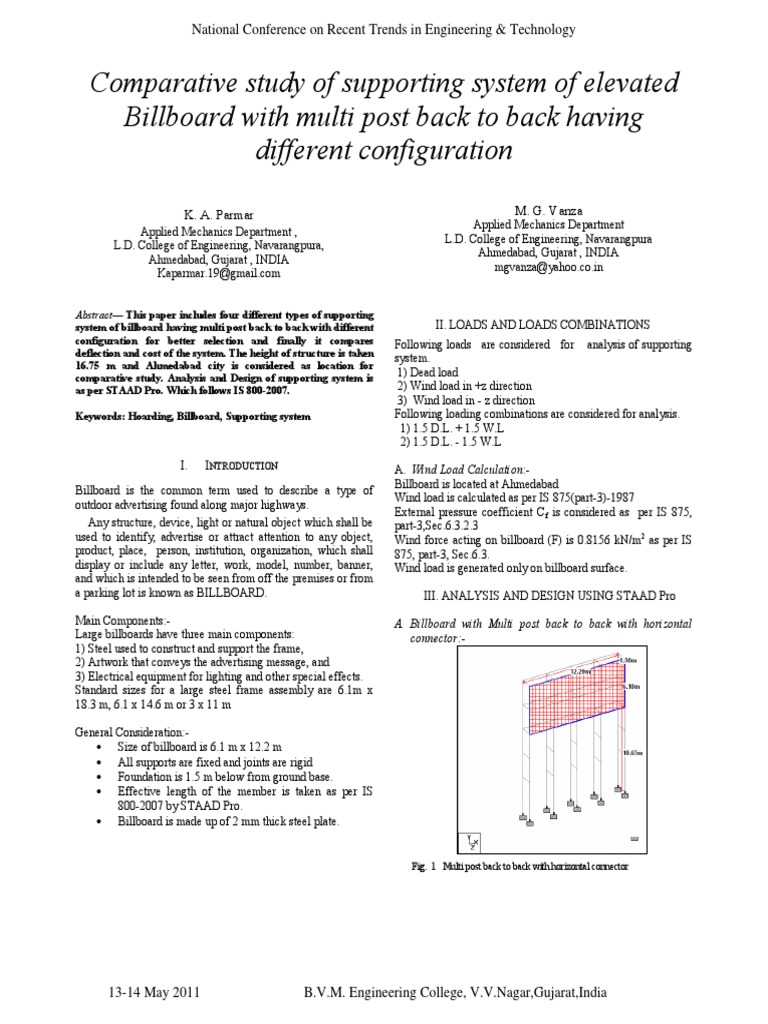 Analysis And Design Of Billboards Pdf Pdf Billboard Engineering