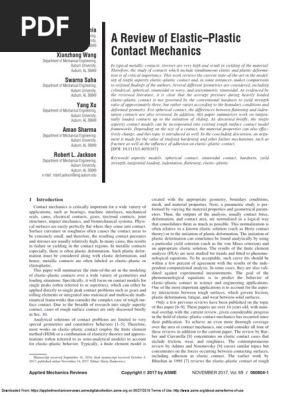 A Review Of Elastic Plastic Contact Mechanics Pdf Plasticity Physics Deformation Engineering