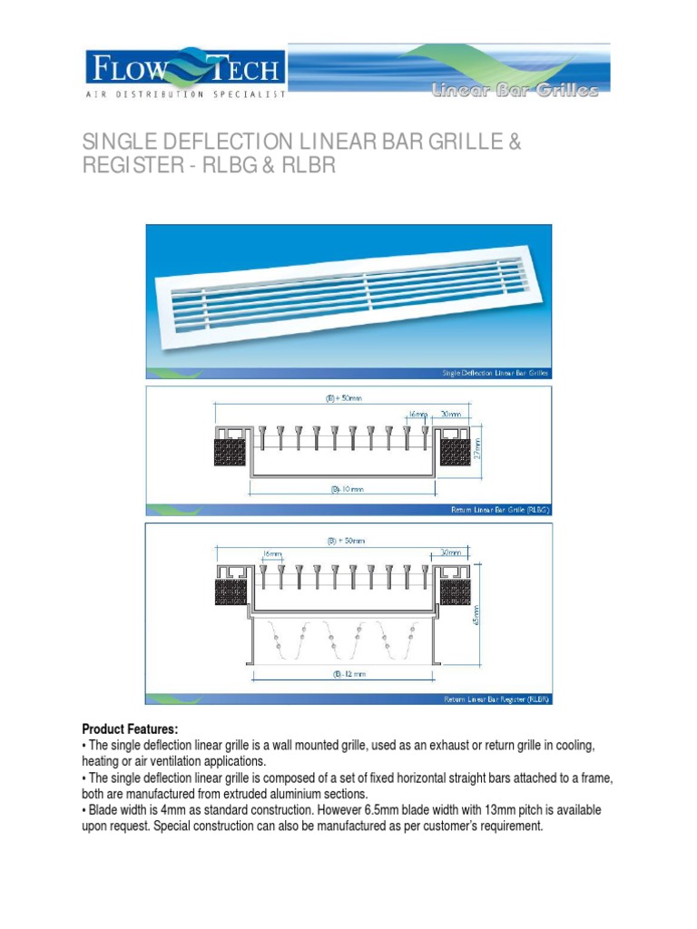 Single Deflection Linear Bar Grille & Register - RLBG & RLBR | PDF ...