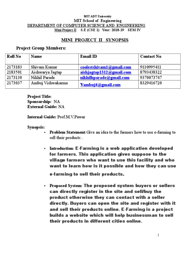Project Synopsis MP II (Repaired) | PDF | Software Development | Human ...