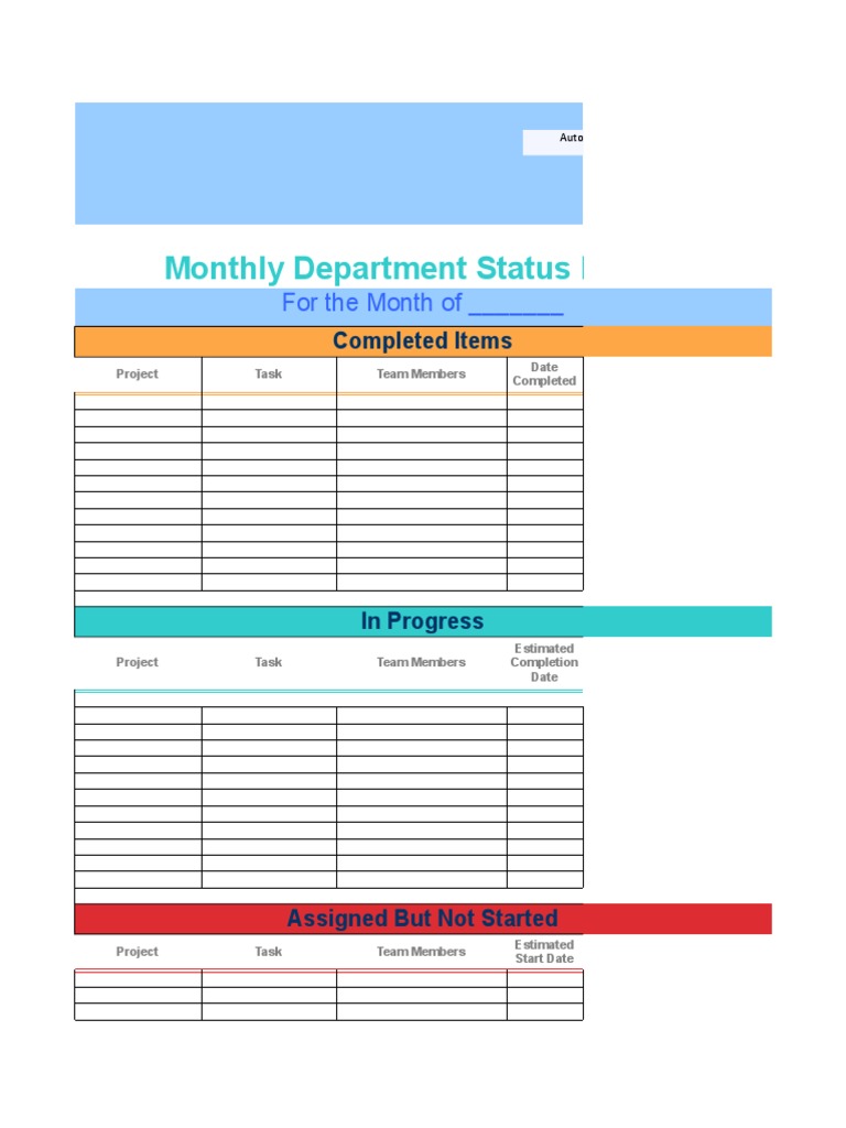 Department Status Report Template 2 PDF