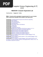 Deptt of Computer Science Engineering & IT, Juit: 10B28CI481: Computer Organization Lab