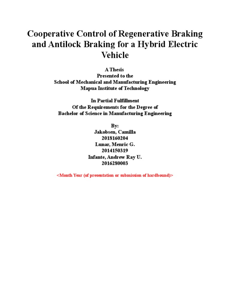 Hybrid Vehicle Braking Control Strategy | PDF | Brake | Anti Lock ...