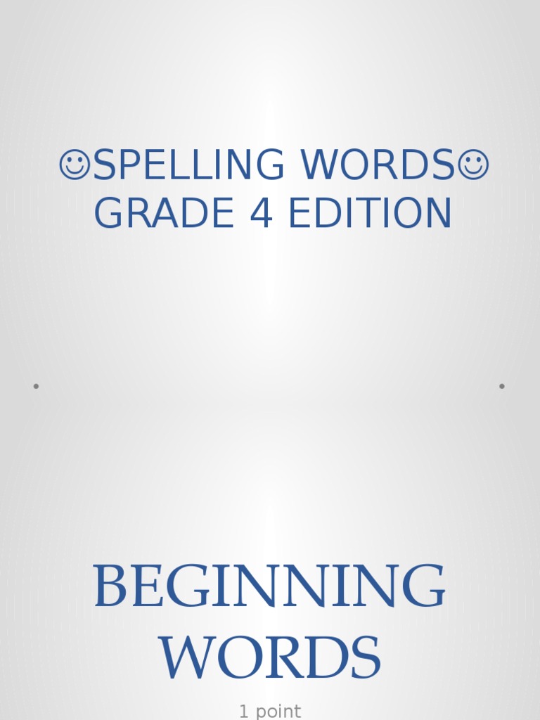 Spelling Words Grade 4 Edition PDF
