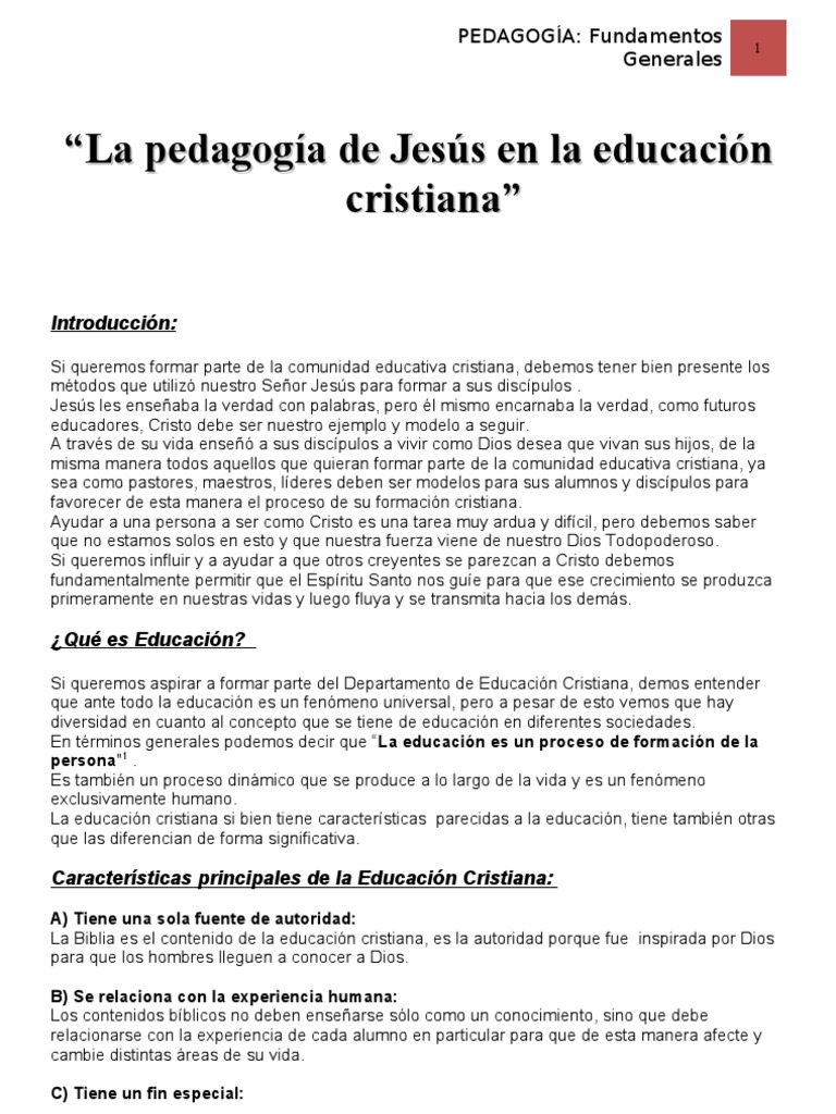 La Pedagogia de Jesus en La Educacion Cristiana | PDF | Jesús | Pedagogía