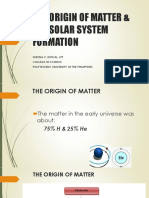 Lecture 2. Origin of Matter & Solar System Formation