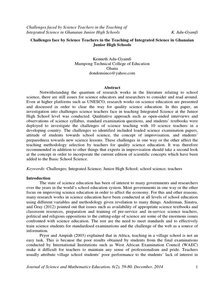 Challenges Face by Science Teachers in T PDF | PDF | Science Education ...