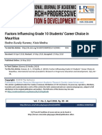 Factors Influencing Grade 10 Students' Career Choice in Mauritius