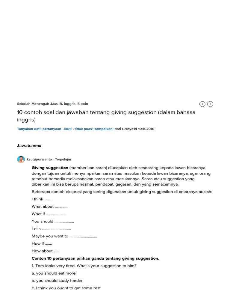 Soal Pilihan Ganda Dan Jawabannya Tentang Suggestion - Soal Perhitungan