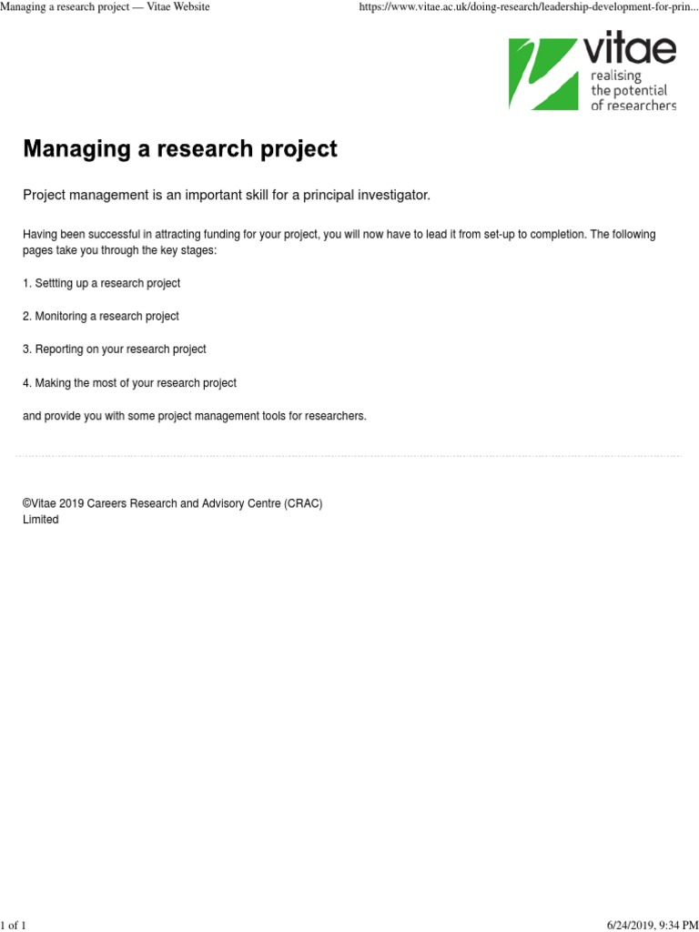 Managing Research Project | PDF | Career & Growth | Business