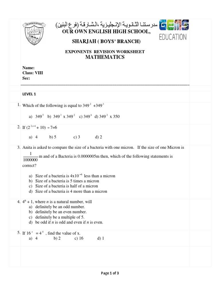 Year 8 Mathematics Revision Worksheet | PDF | Number Theory | Logic