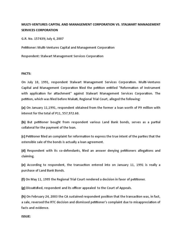 Multi Ventures Capital And Management Corporation Vs Stalwart Management Services Corporation
