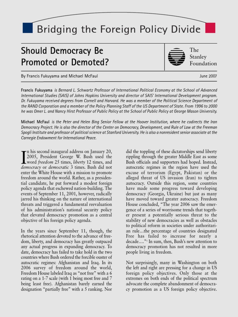 Bridging the Divide A Moderate Approach to Promoting Democracy Abroad