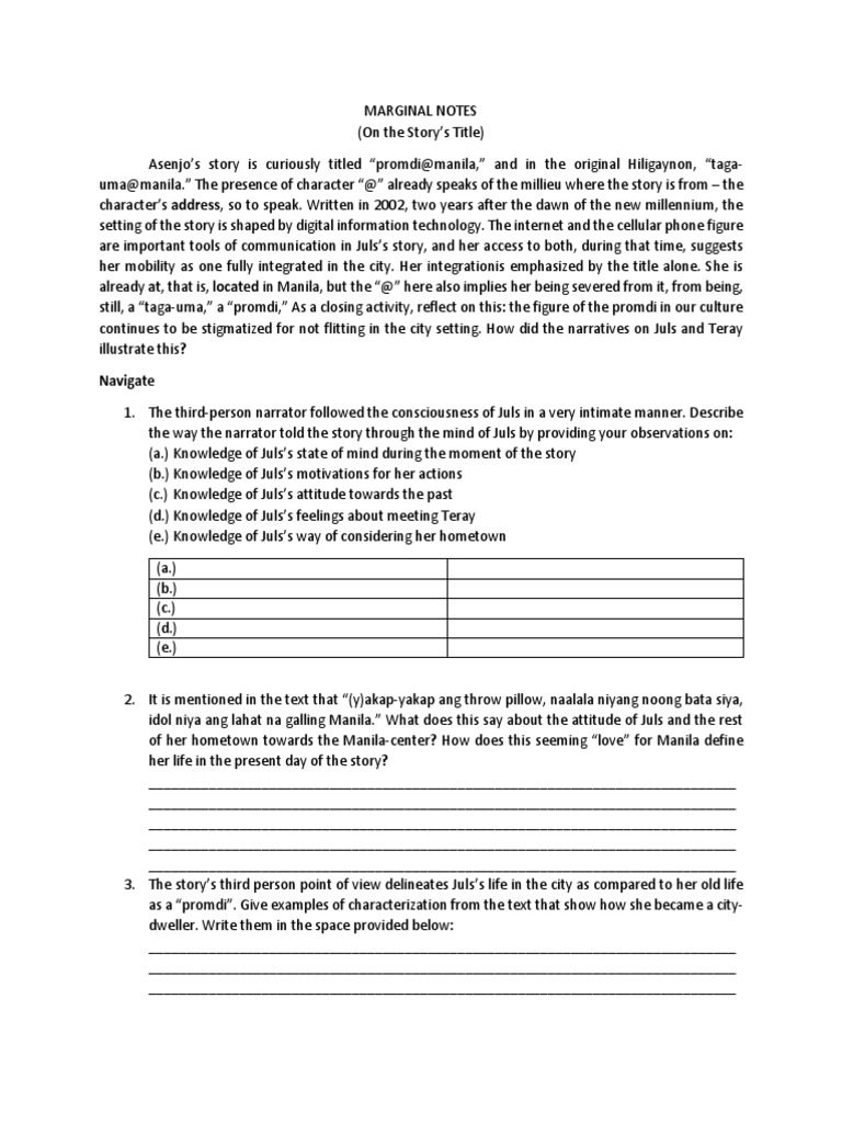 Marginal Notes | Narrative | Narration