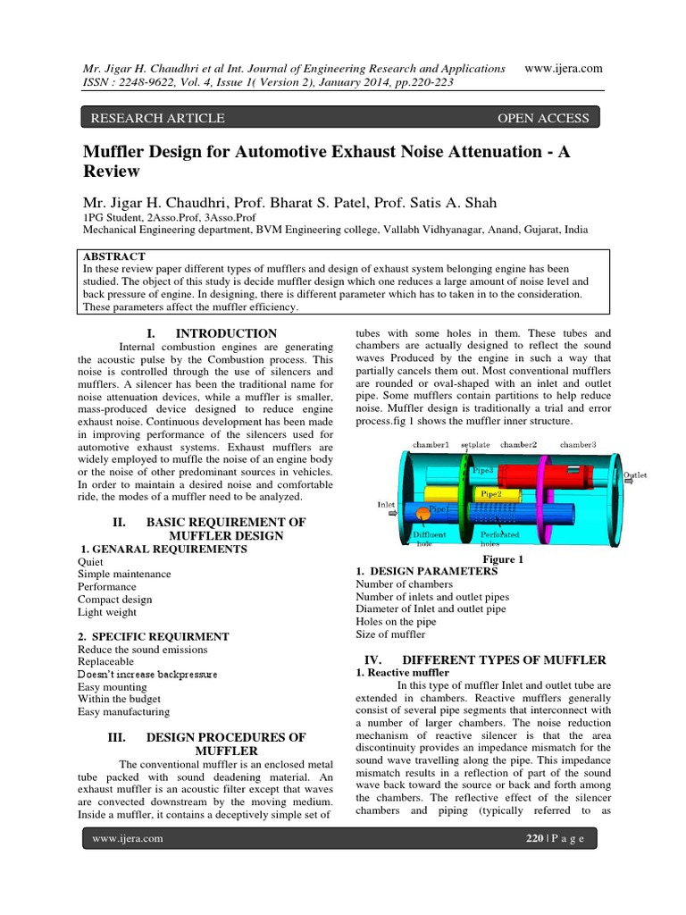 Muffler Design For Automotive Exhaust Noise Attenuation - A Review ...