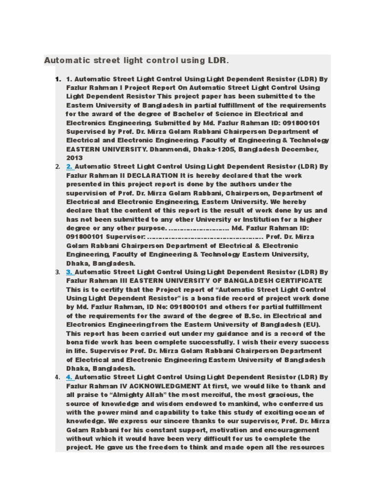 Automatic Street Light Control Using LDR 11 | PDF | Bipolar Junction ...