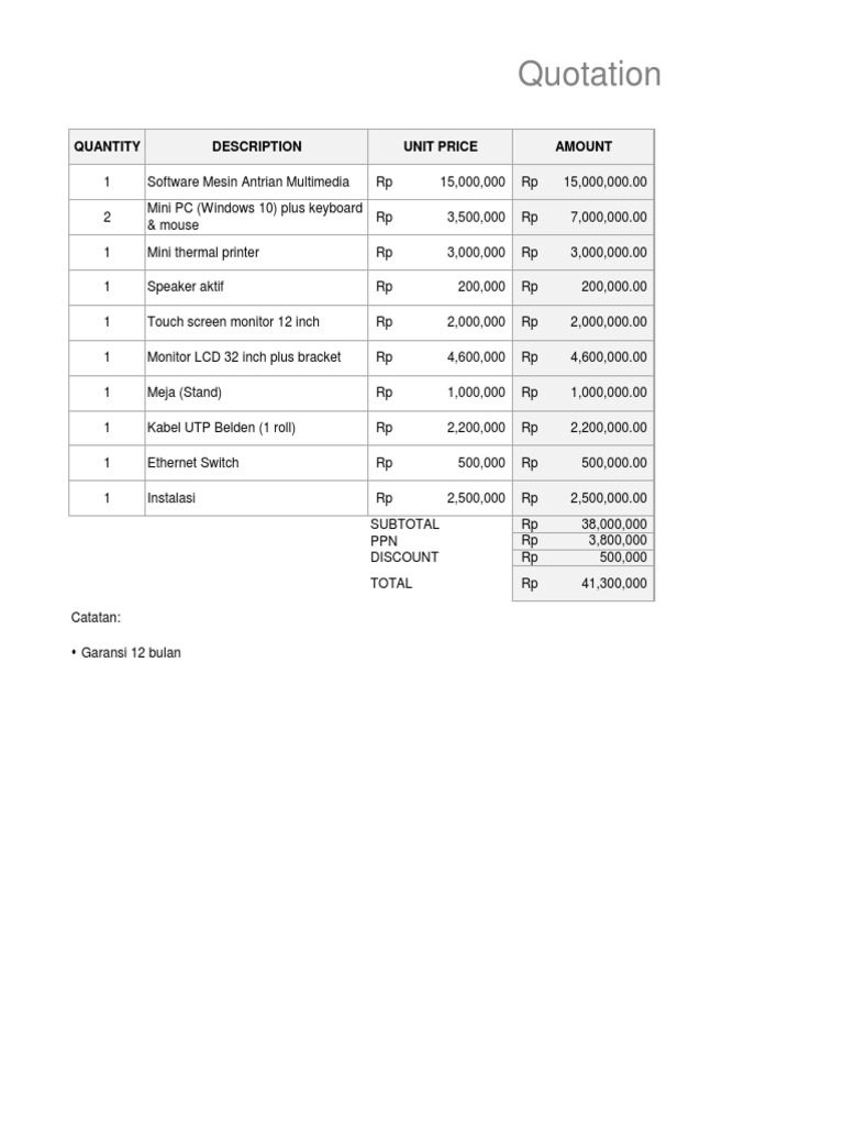 Quotation for Multimedia Software Setup | PDF