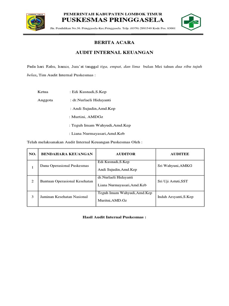Contoh Berita Acara Audit Internal KEYHAEFALLINLOVEWITKOREA