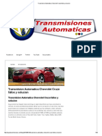 Transmision Automatica Chevrolet Cruze Fallos y Solucion