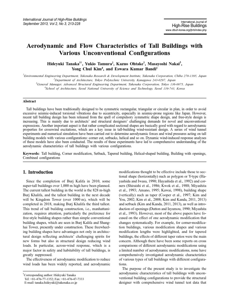 Aerodynamic Characteristics of Unconventional Tall Buildings | PDF ...