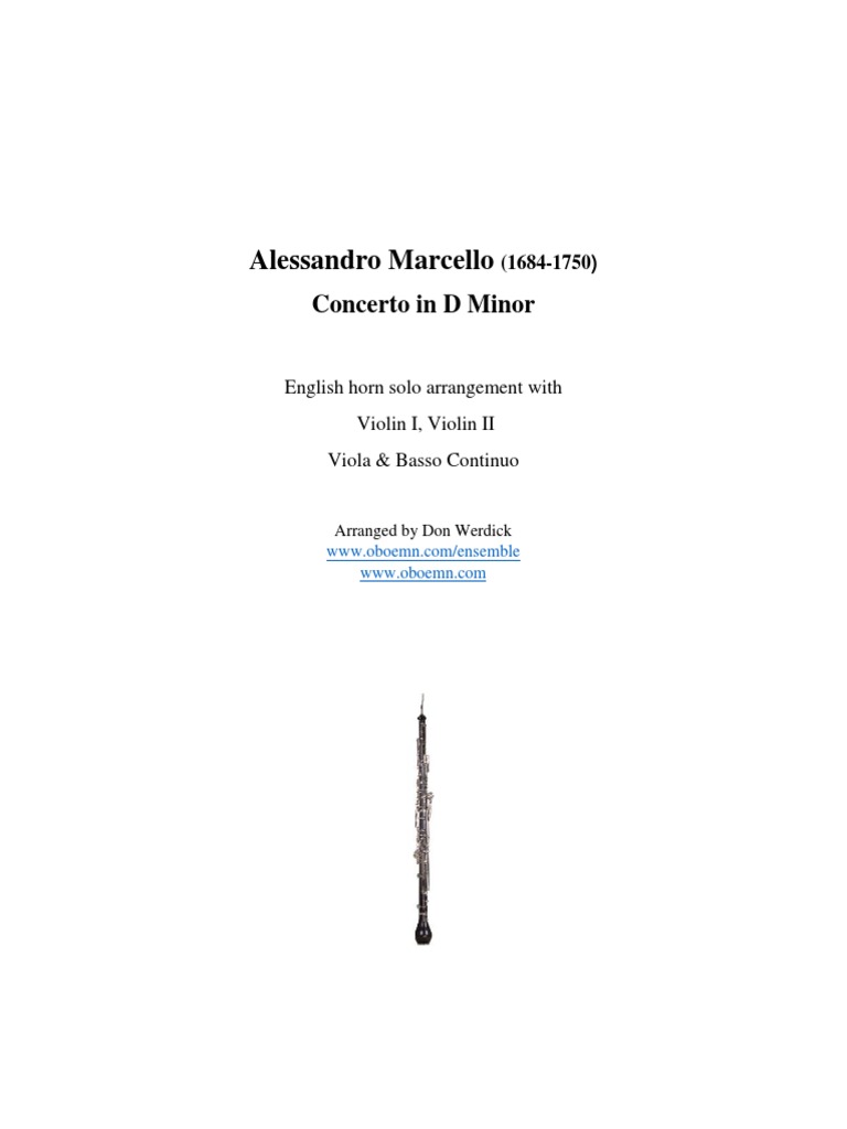 Oboe Concerto in D Minor Alessandro Marcello PDF