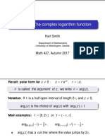 Lecture 5: The Complex Logarithm Function: Hart Smith