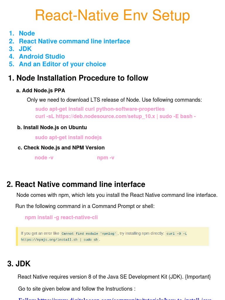 React Native Env Setup | PDF