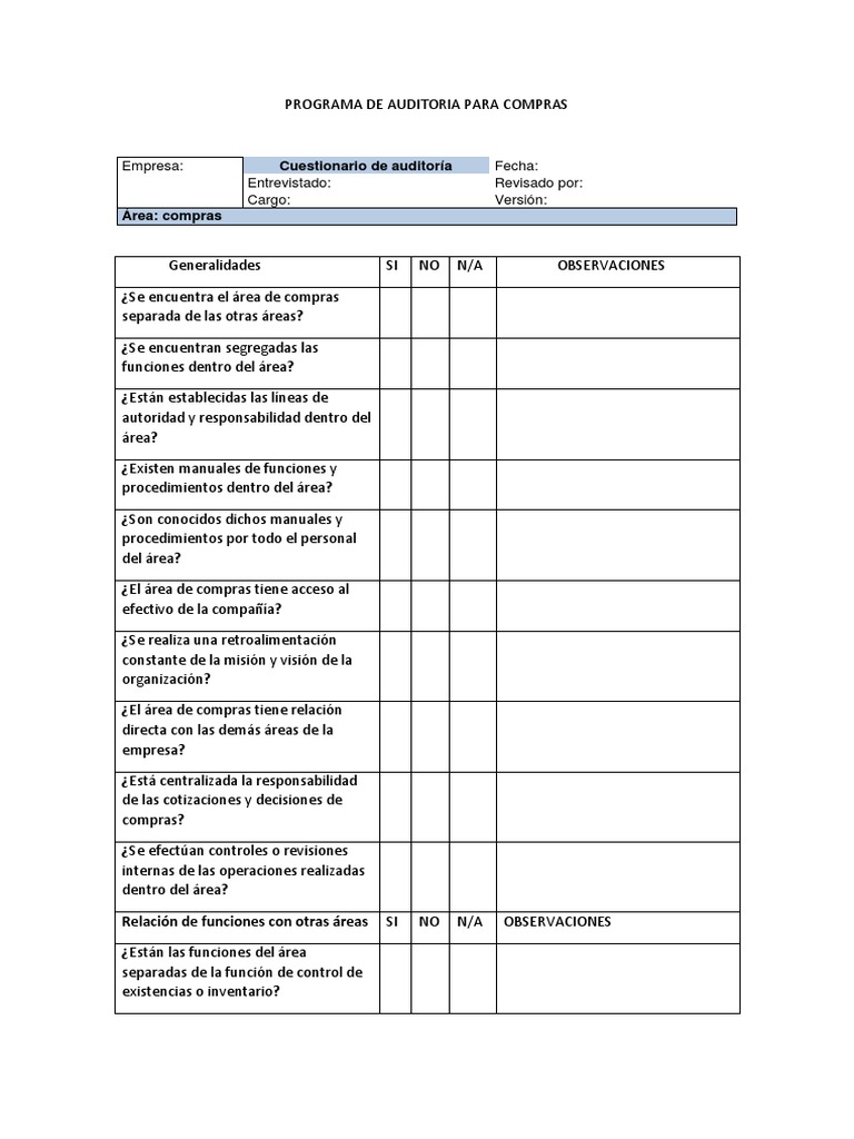 Programa de Auditoría de Compras | PDF | Impuestos | Propiedad