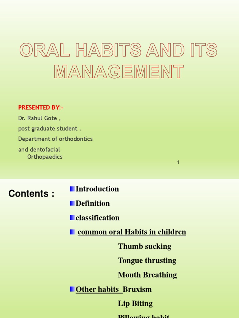 Classification of Oral Habits in Children | PDF | Orthodontics | Mouth