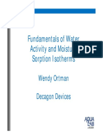 Fundamentals of Water Activity and Moisture Sorption Isotherms