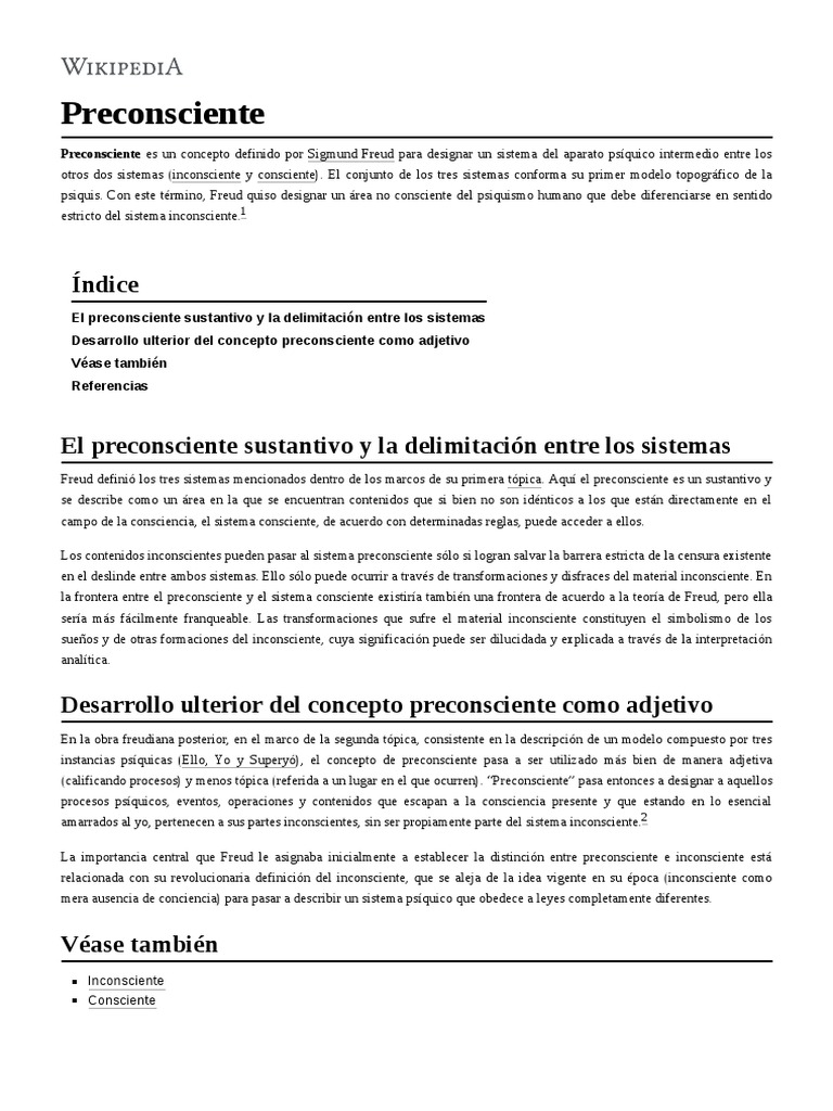 Concepto de Preconsciente en Freud | PDF | Metodología filosófica ...