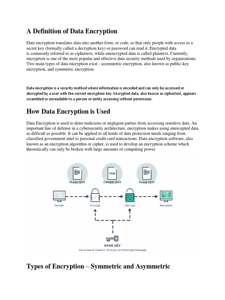 A Definition of Data Encryption | PDF | Cryptography | Key (Cryptography)