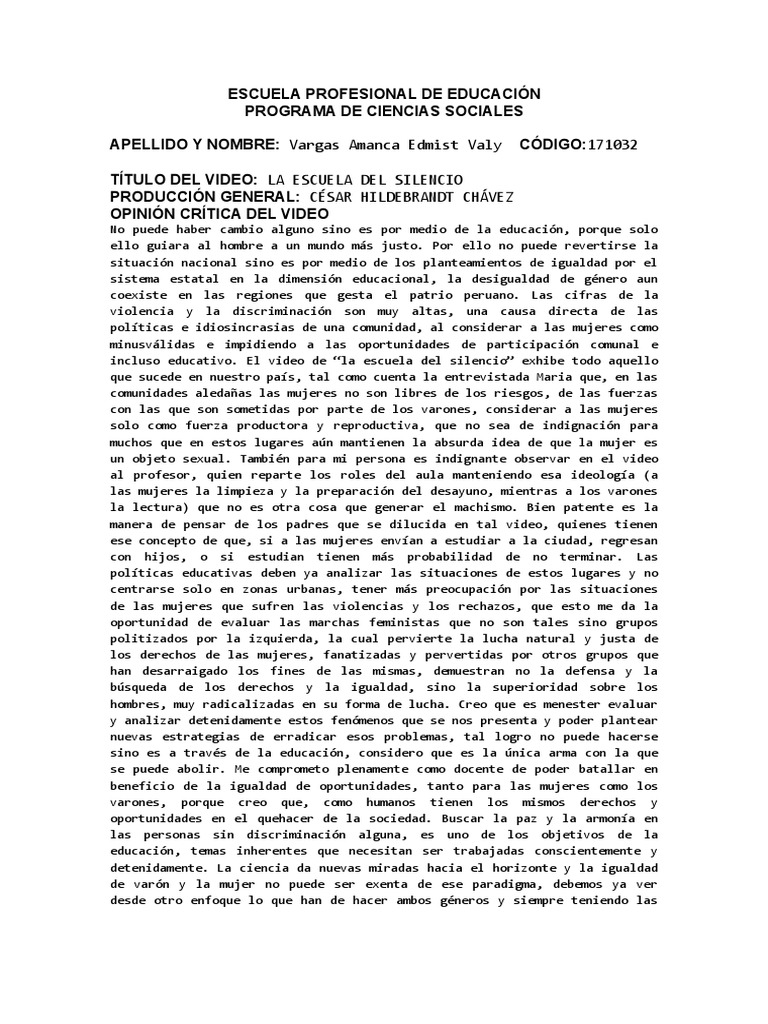 La Escuela Del Silencio Pdf Mujer Igualdad De Género