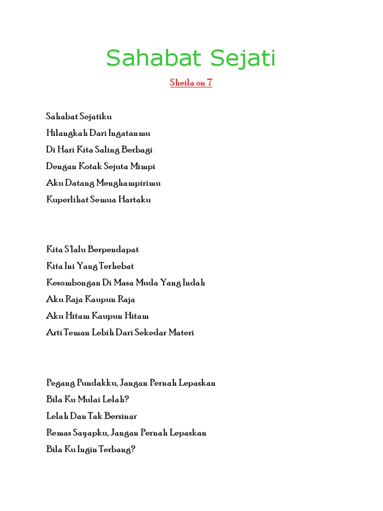 Lirik Sahabat Sejatiku Pdf
