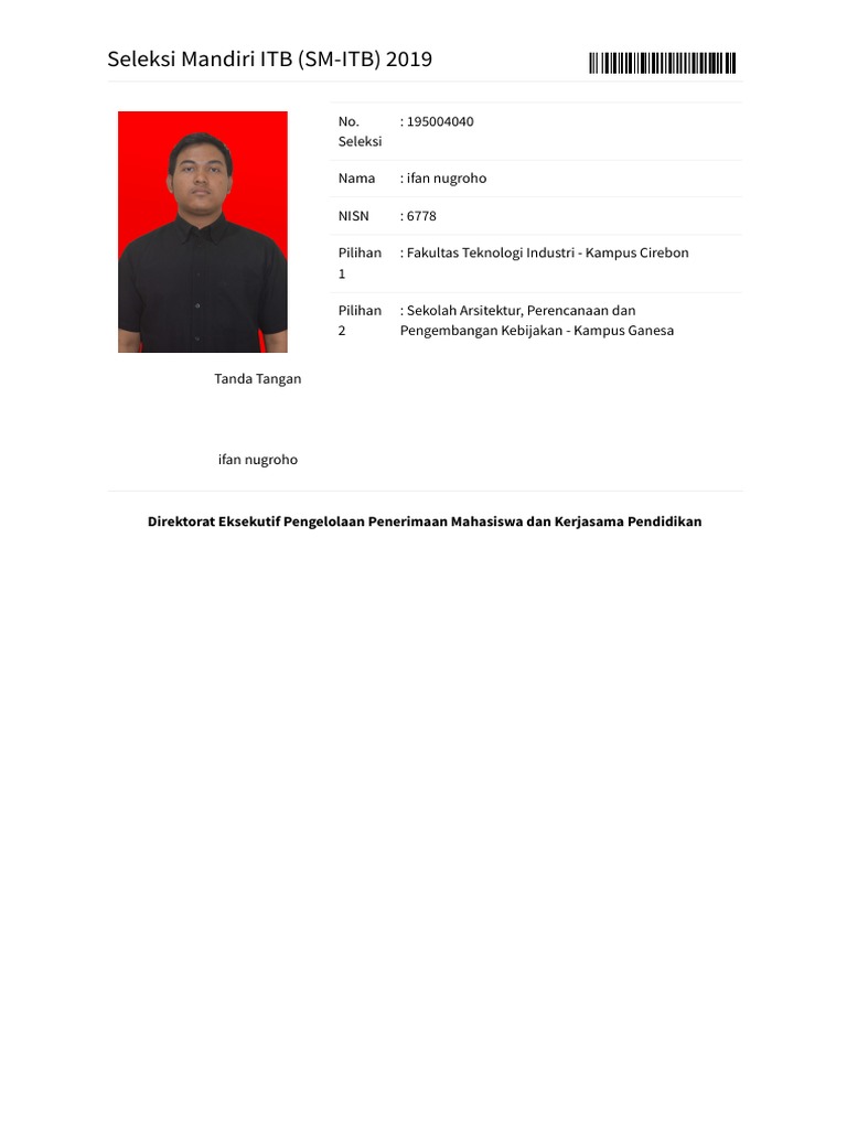 Seleksi Mandiri Itb Sm Itb 2019 Pdf