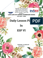 Daily Lesson Plans for Grades 6 ESP, English and Araling Panlipunan