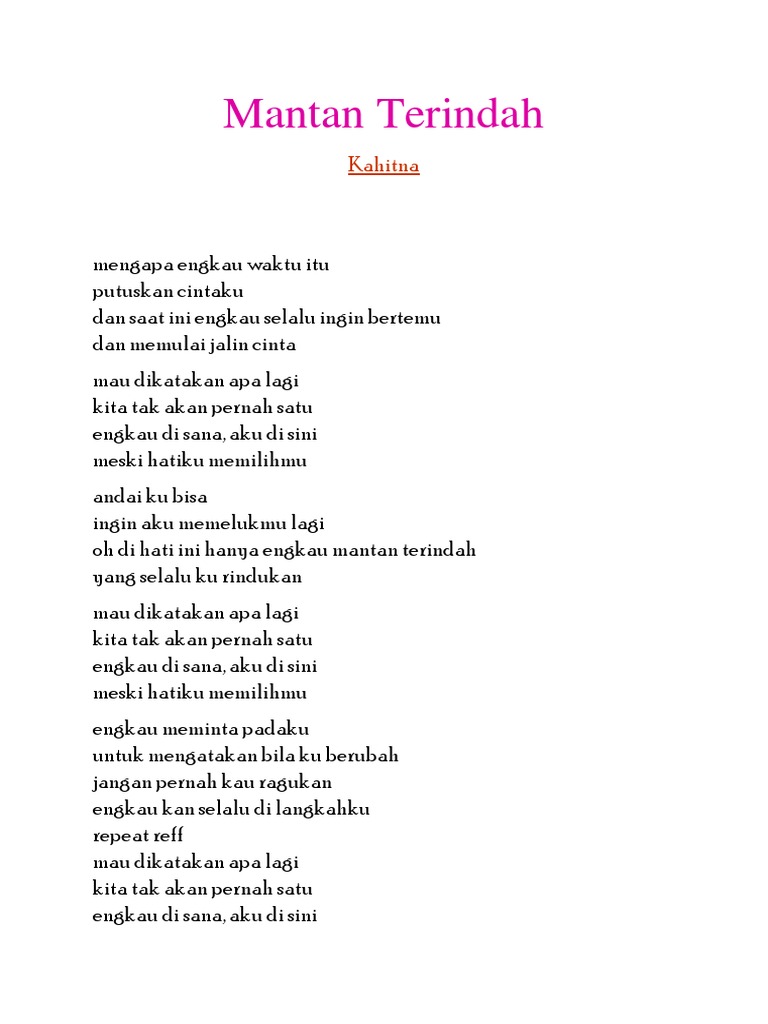 Lirik Mantan Terindah Pdf