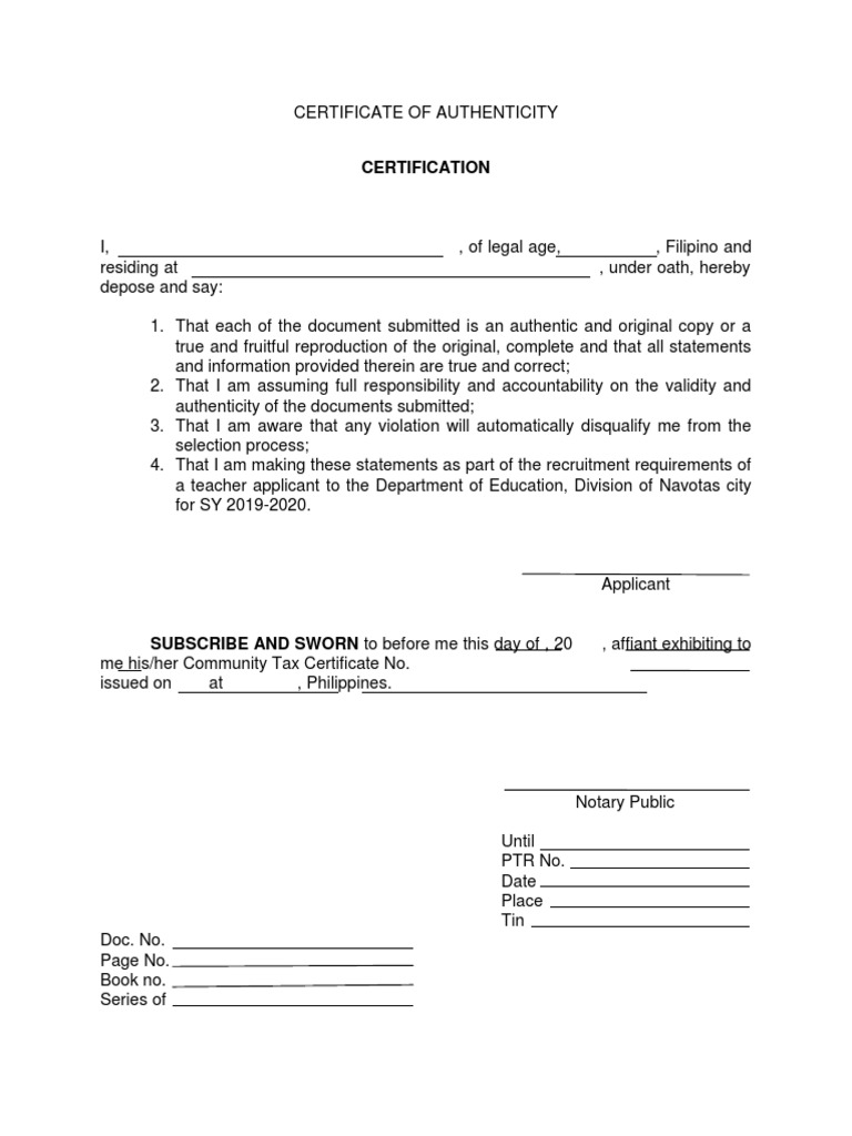Certificate of Authenticity | PDF