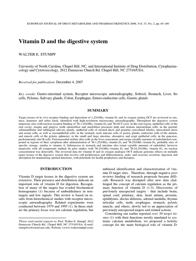 Vitamin D and The Digestive System PDF Stomach Vitamin D