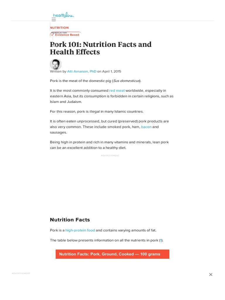 Pork 101 Nutrition Facts and Pork 101 Nutrition Facts and Health