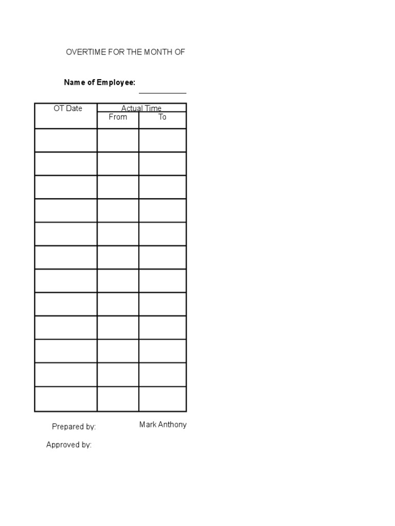 Overtime Summary for Employee | PDF | Law